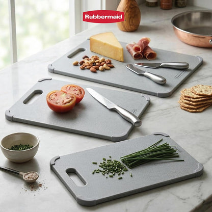 Rubbermaid 3pc Reversible Wheat Fiber Cutting Board Set | Cutting Boards for Kitchen – Dishwasher Safe, Non-Slip Corners, Lightweight & Easy To Store- Large Cutting Board for Meat, Veggies & Fruits