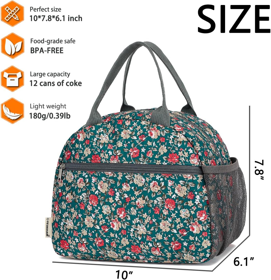 GYEUKHAM Lunch Bag Women, Lunch Box for Adult Men Kids Girls, Small Cute Lunchbox Tote Large Capacity Insulated Lunch Container Cooler for Work School Picnic Travel, Black White Stripes