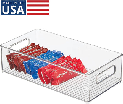 iDesign Stackable Fridge Bin, Clear, Set of 2 | Storage Bin for Freezer or Pantry, Made in USA