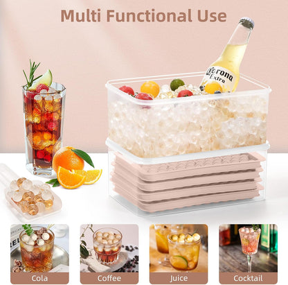 WIBIMEN Mini Ice Cube Trays, 0.55” Tiny Pebble Ice for Iced Coffee & Cocktails, Fast Chill, Easy Twist Release, Stackable with Lid & Storage Bin (2 Pack, Blue)