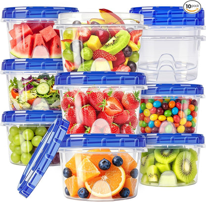 Freezer Storage Containers, 10 Pack-32 Oz Food Storage Containers with Twist Top Lids,BPA Free, Reusable, Meal Prep,Microwave and Dishwasher Safe