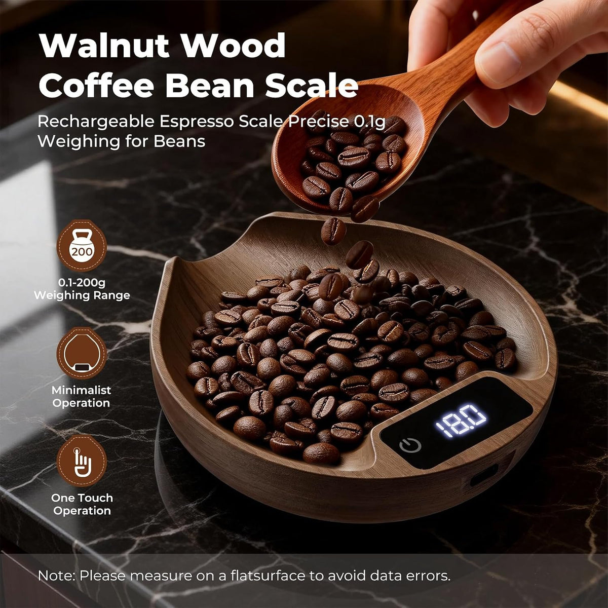 Premium Walnut Coffee Bean Scale - VABICA Handcrafted Espresso Scale