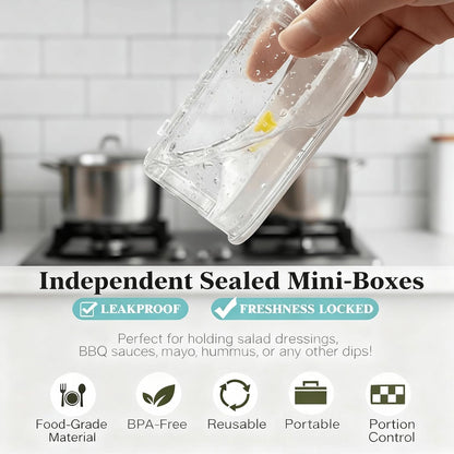 Premium Leak-Proof Snackle Box Container with 8 Clear Compartments & 8 Airtight Lids | Portable Clear Snack Tray with Lid & Handle | Divided Serving Tray for Fruits, Snacks, Sauces, Veggie & More