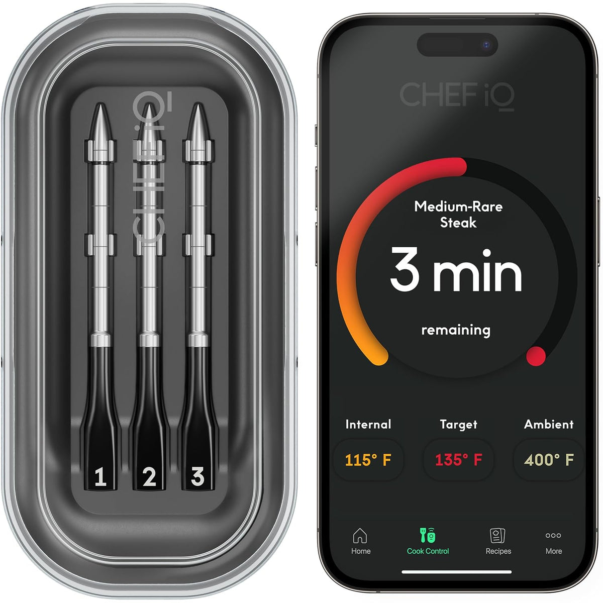 CHEF iQ Sense Smart Wireless Meat Thermometer with Ultra-Thin Probe, Unlimited Range Bluetooth Meat Thermometer, Digital Food Thermometer for Remote Monitoring of BBQ Grill, Oven, Smoker, Air Fryer