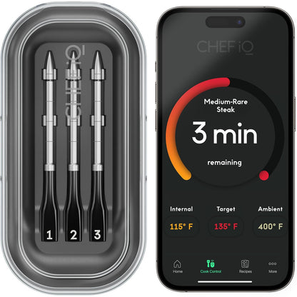 CHEF iQ Sense Smart Wireless Meat Thermometer with Ultra-Thin Probe, Unlimited Range Bluetooth Meat Thermometer, Digital Food Thermometer for Remote Monitoring of BBQ Grill, Oven, Smoker, Air Fryer