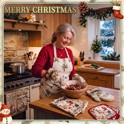 SiliFine 12 Pcs Fall Pumpkin Kitchen Towels Oven Mitts Pot Holders Set