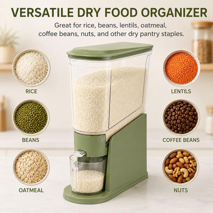 ROOM127 Rice Dispenser 22 Lbs, Large Airtight Grain Container, Cream White | Family Size Storage, BPA-Free, Moisture-Proof Seal, One-Touch Pouring, Clear Window, for Cereal, Beans, Oats & Dry Food