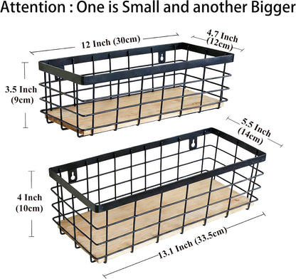 ShabbyDecor Metal Wire Basket with Handles Storage Organizer Stackable Organizing bin for Cabinet Shelf Countertop Under Sink Pantry for Kitchen,Bathroom,Laundry Closet, 1 Pack