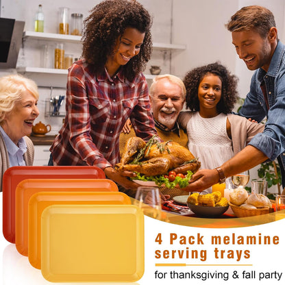 4 Pieces Basketball Serving Trays - Sports Melamine Platters Reusable Rectangle Party Trays for Basketball Sports Theme Party Food Dessert Serving Supplies, 13 x 9.7 inch