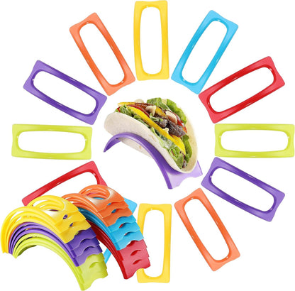 18PCS Individual Taco Holder Stand, MONGSEW Colorful Taco Holders Set of 18, Taco Stands for the individual serving, PP Materials Soft or Hard Taco Shell Holder, Dishwasher & Microwave Safe