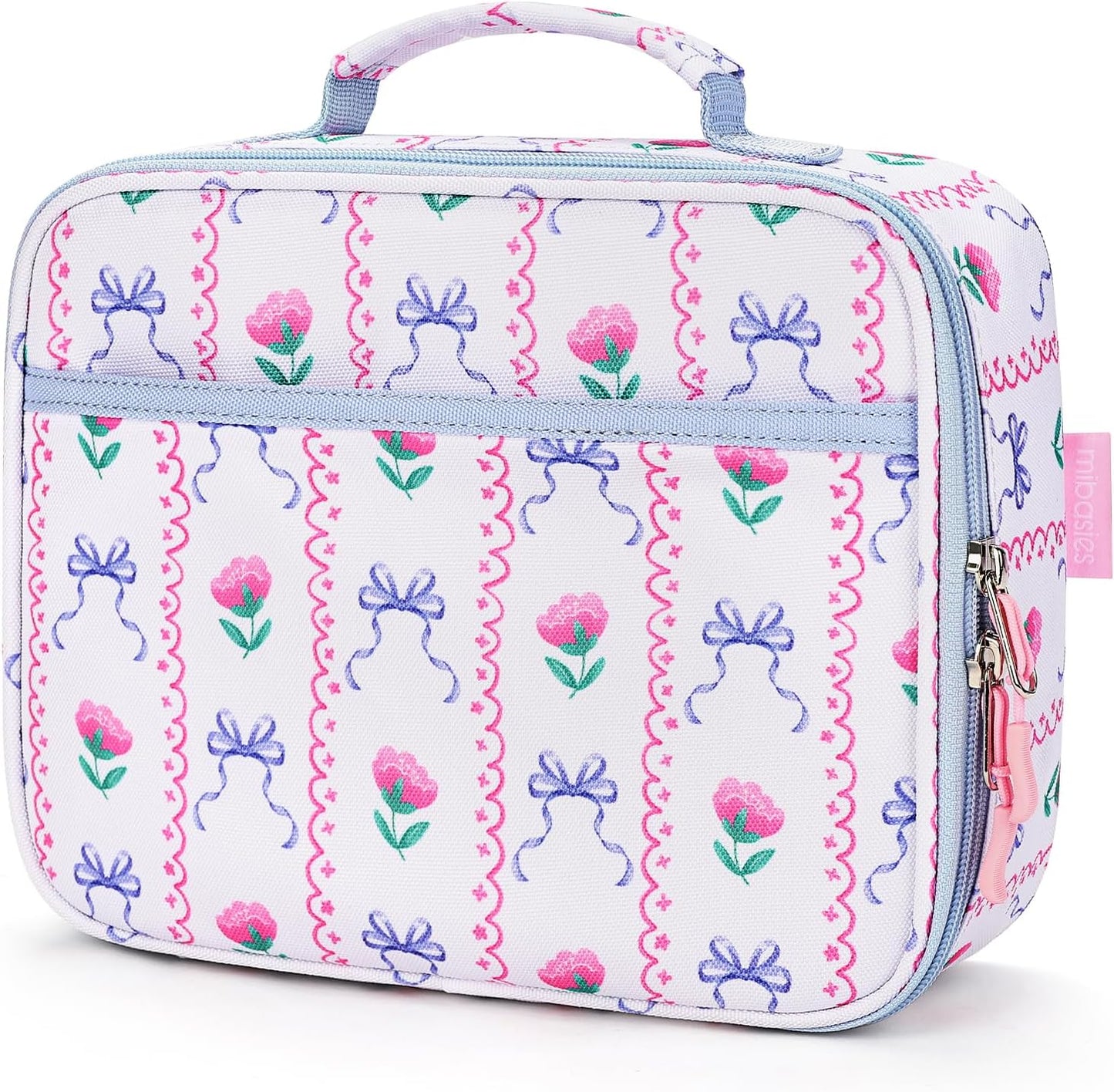 mibasies Kids Lunch Box for Girls Toddler, Insulated and Reusable Lunch Bag for School, Pink Rainbow