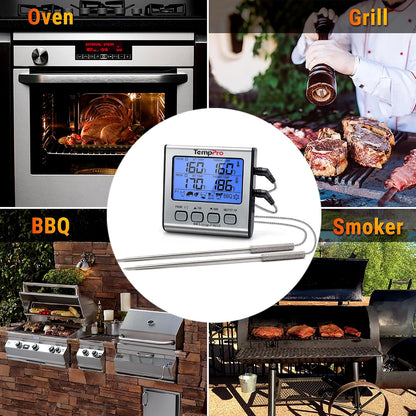 TempPro TempTrack Digital Cooking Meat Thermometer with Dual Meat Probe