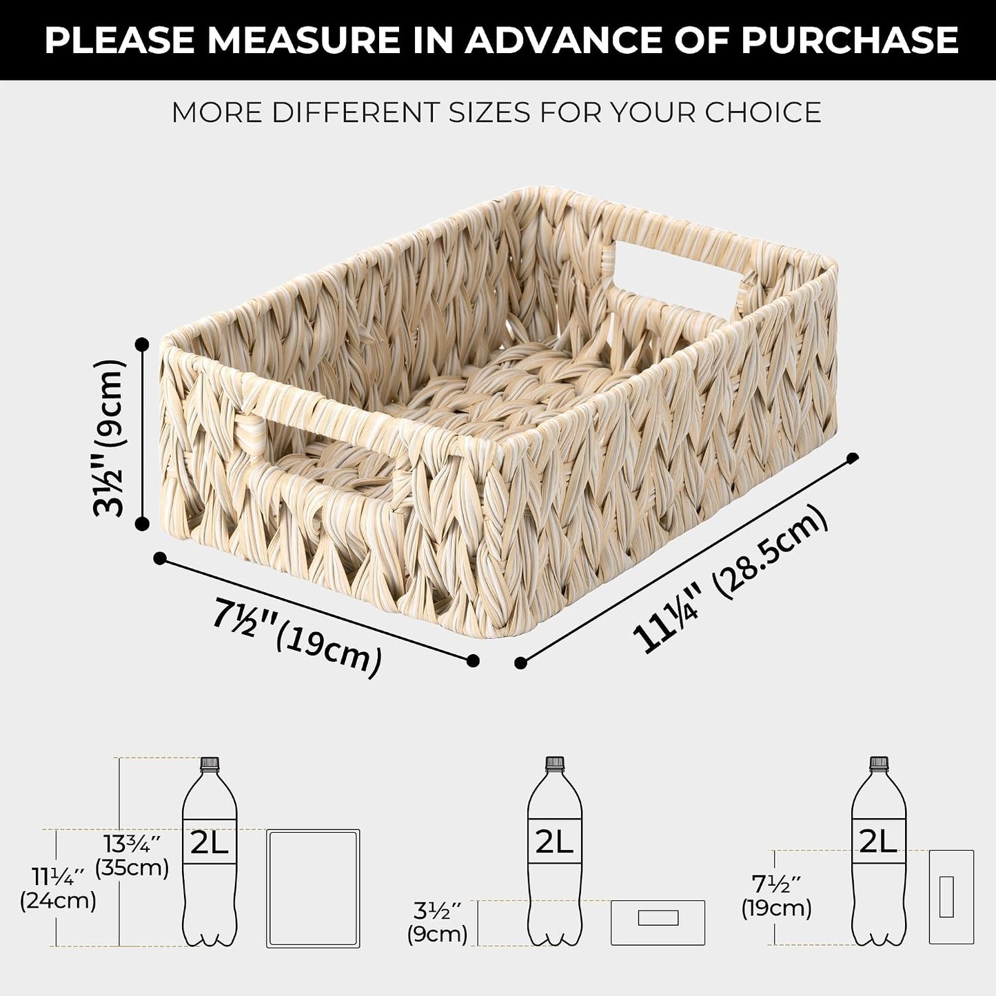 GRANNY SAYS Wicker Storage Baskets for Shelves, Water Hyacinth Basket with Scalloped Edge, Storage Wicker Baskets for Pantry, Large, 2-Pack