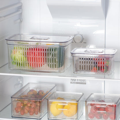 SIMPLEMADE Clear Refrigerator Organizer Bins - Clear Bins for Fridge, Containers for Fridge and Freezer, Multipurpose Storage for Kitchen, Office, Bathroom, Pack of 3 (Design 2)