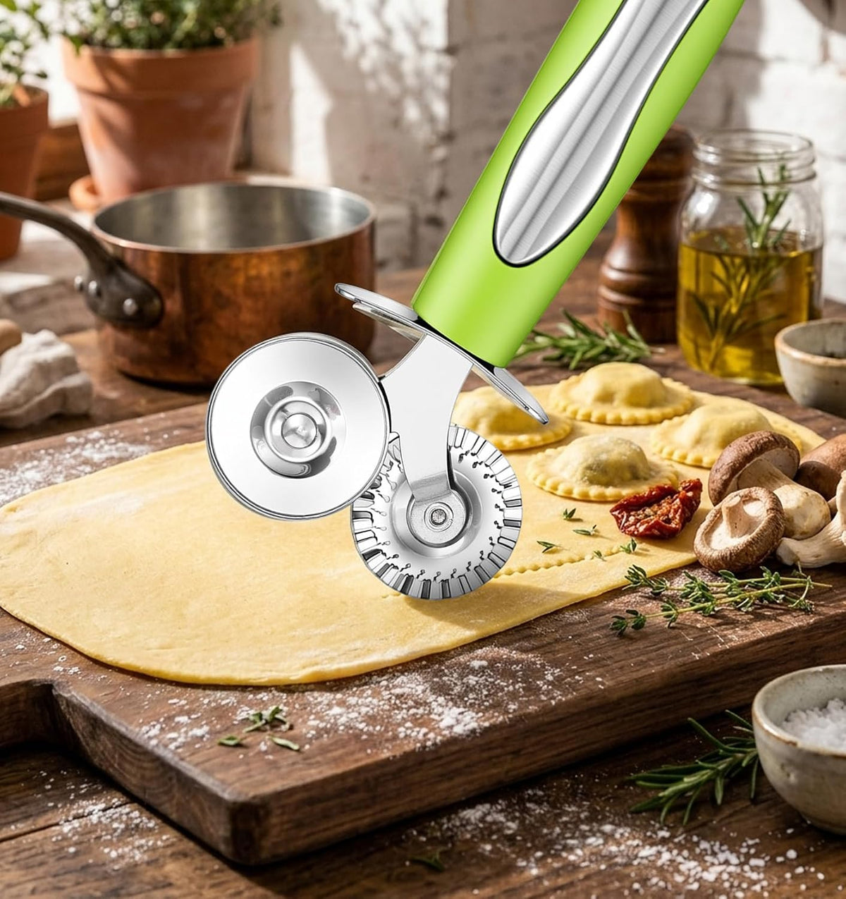 Fluted Pastry Wheel, Pastry Wheel Cutter, Dual-Wheel Fluted,
