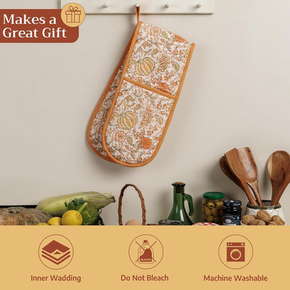 Maison d' Hermine 100% Cotton Oven Mitt & Pot Holder Set (7.5"x13" & 8"x8") - Colors C