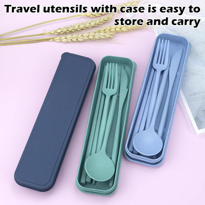 4 Sets Reusable Utensils Set with Case, Travel Utensils with Case, Reusable Utensils for Lunch Box Accessories, Portable Lunch Utensils Set for Travel Daily Use