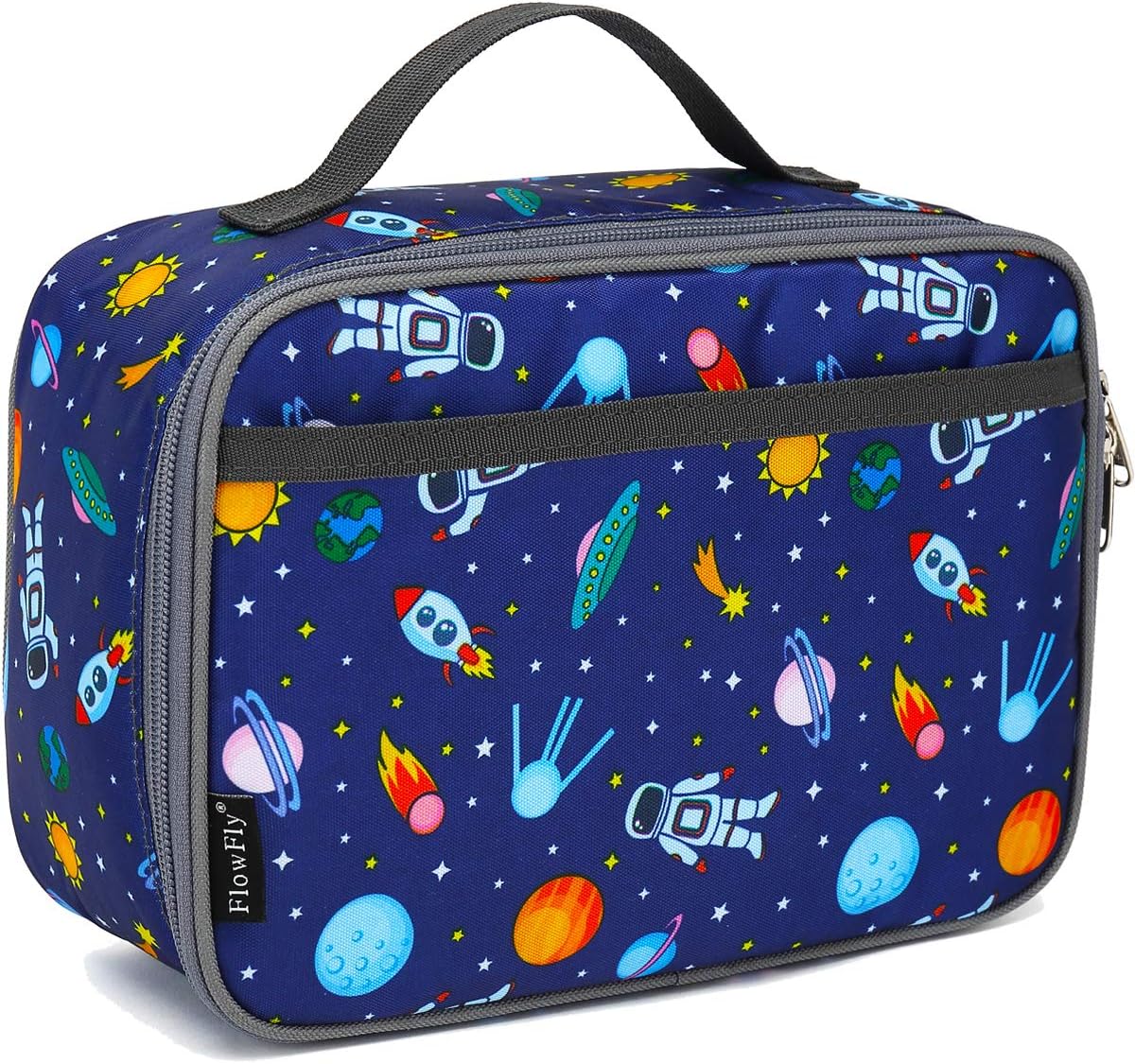 FlowFly Kids Lunch box Insulated Soft Bag Mini Cooler Back to School Thermal Meal Tote Kit for Girls, Boys, Astronaut - Colors A
