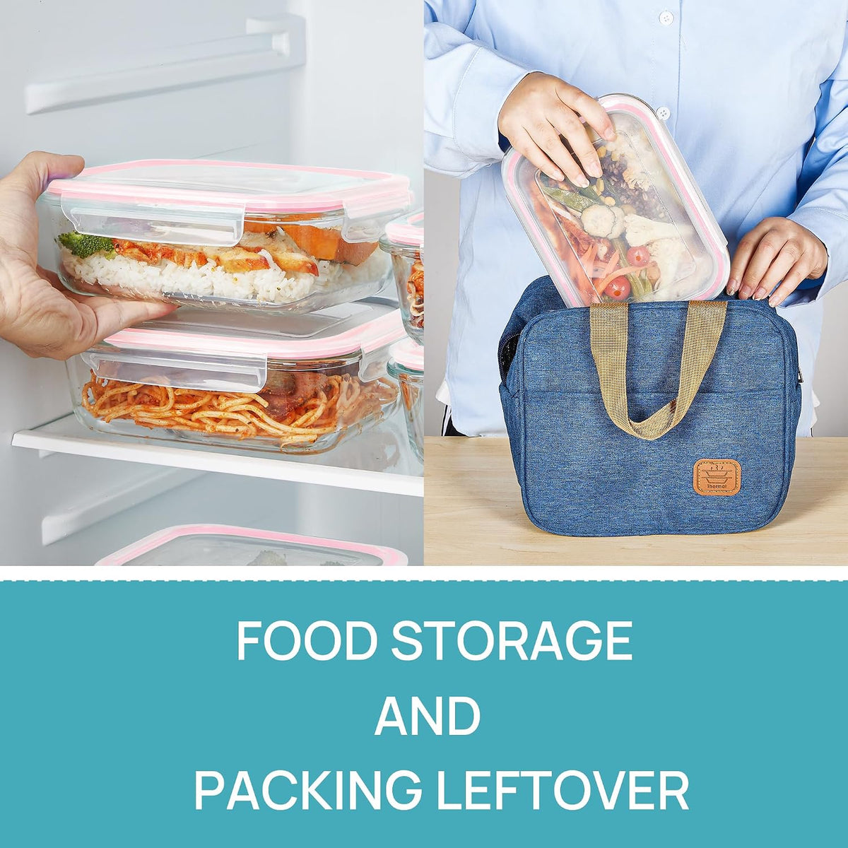 Vtopmart 10 Pack 35oz Glass Food Storage Containers with Lids, Meal Prep Containers, Airtight Reusable Lunch Container Set, Safe for Oven, Microwave, Freezer, and Dishwasher, Grey