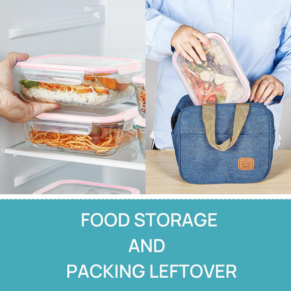 Vtopmart 10 Pack 35oz Glass Food Storage Containers with Lids, Meal Prep Containers, Airtight Reusable Lunch Container Set, Safe for Oven, Microwave, Freezer, and Dishwasher, Grey