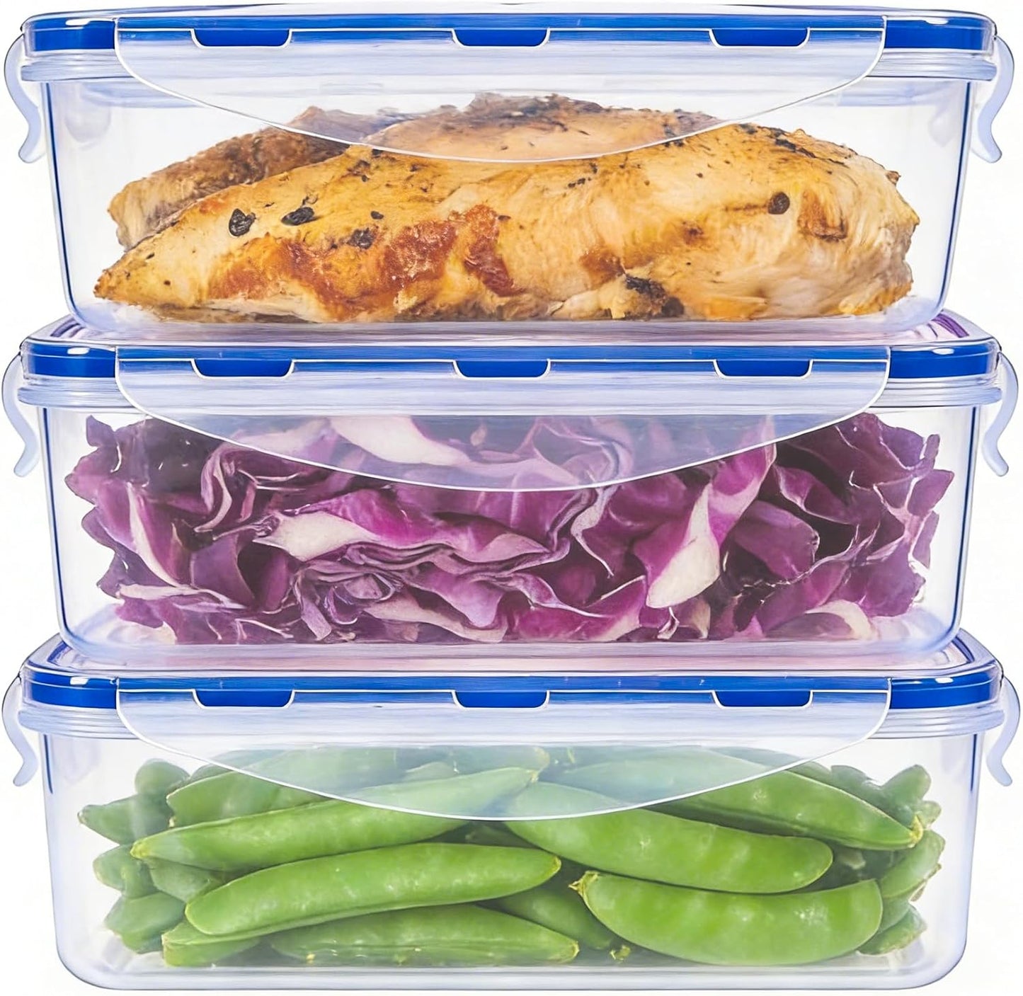 KIGI Airtight Reusable Meal Prep Containers, Leak-Proof & Stackable, 4-Sided Locking Lids, Ideal for Food Storage, Lunch & Leftovers, Microwave, Freezer & Dishwasher Safe, 39 oz, 4.8 Cup, 12 Piece Set