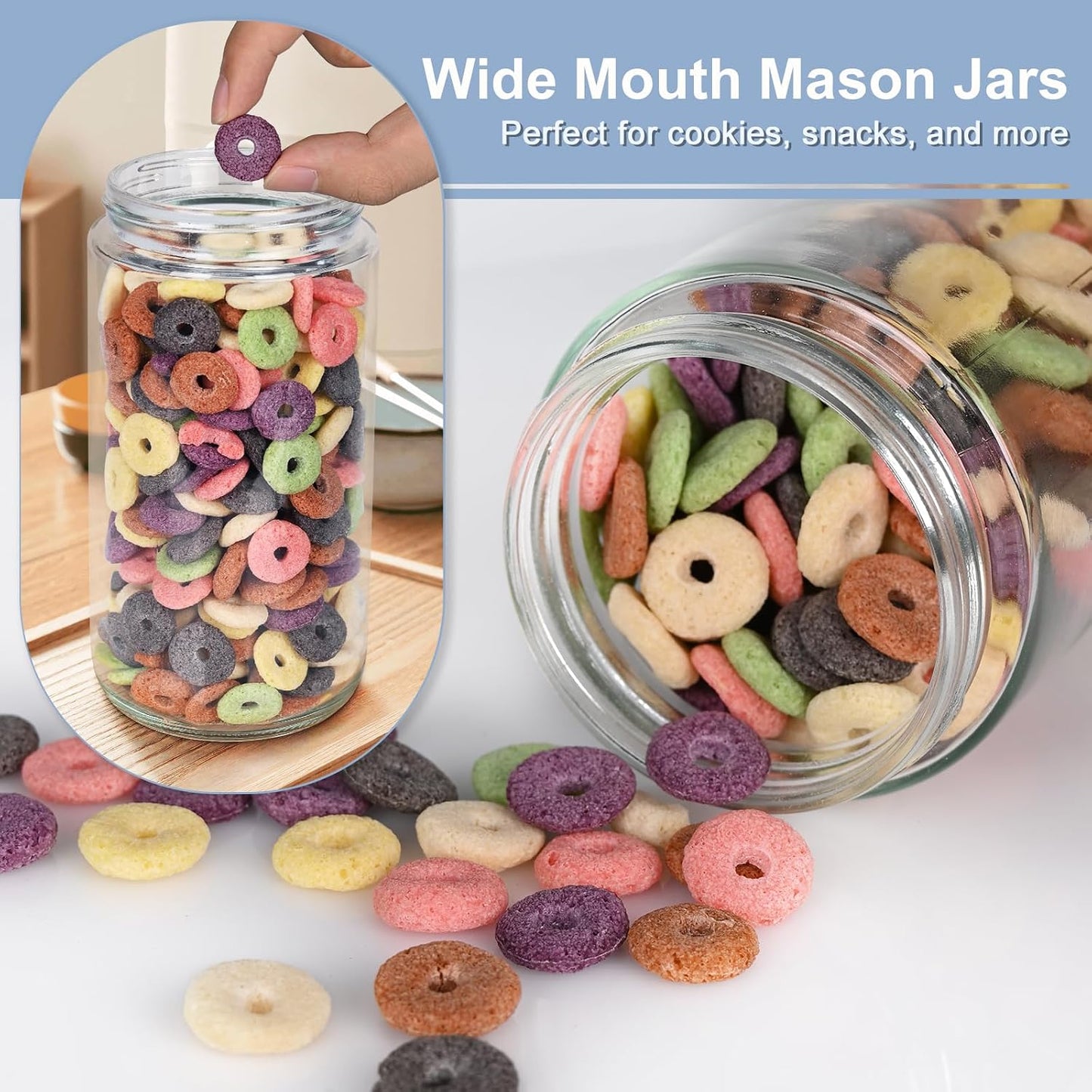 Overnight Oats Containers with Lids, 10oz Wide Mouth Mason Jars with Lids, 9 Pack Glass Jars with Airtight lid for Chia Pudding Yogurt Salad, Meal Prer Oatmeal Jars, Pink
