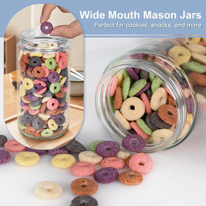 Overnight Oats Containers with Lids, 10oz Wide Mouth Mason Jars with Lids, 9 Pack Glass Jars with Airtight lid for Chia Pudding Yogurt Salad, Meal Prer Oatmeal Jars, Pink