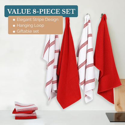 Casa Platino Potholders for Kitchens, 8-Piece – 500°F Heat Resistant Oven Mitts and Pot Holders, Mini Oven Mitt with Silicone Grip, 2 Kitchen Towels & 2 Dish Cloths – Durable & Non-Slip – Canyon Rose