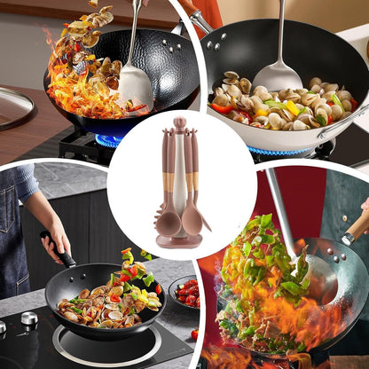 Cooking Utensils Set, With Holder, 1set, Silicone Kitchen Utensils Set, Silicone Spatulas, Food Grade Non Stick Coating Design, For Home Restaurant Camping