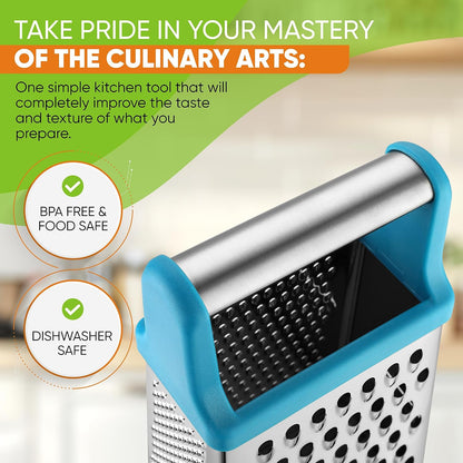 Spring Chef Stainless Steel XL Cheese Grater for Kitchen, Green