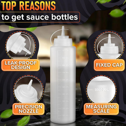 BURIUS Inverted Condiment Squeeze Bottles 16 oz for Sauces, Honey