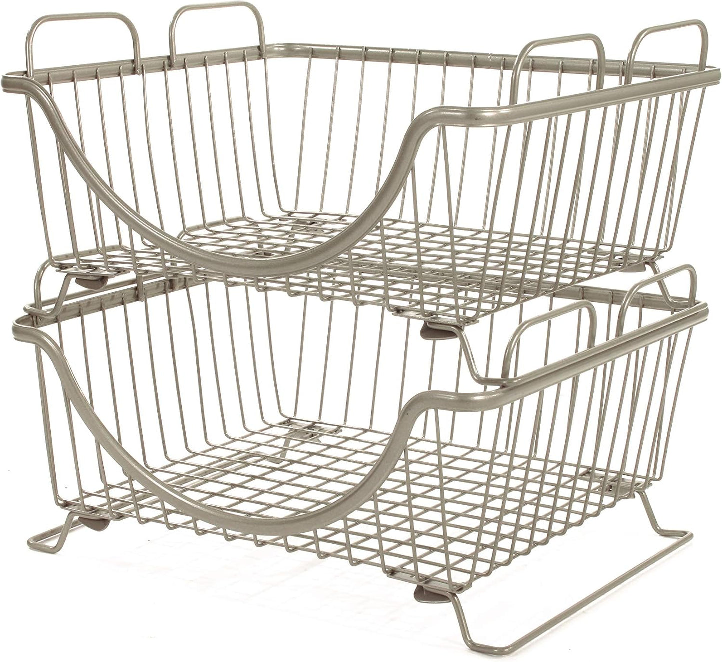 Spectrum Diversified 20077 Ashley Stackable Basket Tray, Satin Nickel