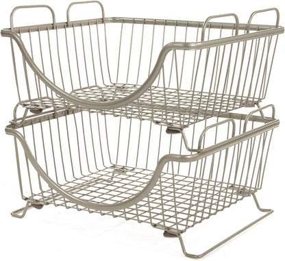 Spectrum Diversified 20077 Ashley Stackable Basket Tray, Satin Nickel