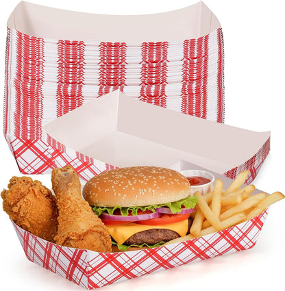 woric 54 Pcs Mexican Taco Food Trays, Disposable Mexican Nacho Paper Plates Popcorn Snack Candy Fries Tray for Birthday Carnival Easter Supplies