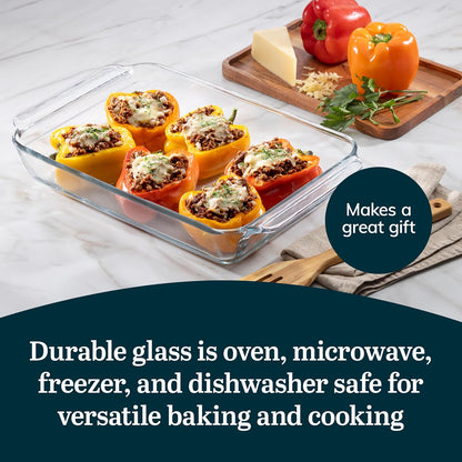 Libbey Baker’s Premium 2 Piece Glass Pie Plate, Stackable, Space Saving Casserole Dish Set with Lids, Glass Baking Dish Set for Fruit Pies, Quiches