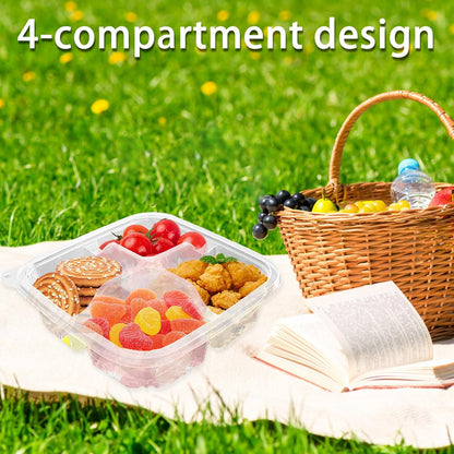 Haawooky 30 Pack Bento Snack Containers,2 compartments Lunchable Containers with Lids,Divided Food Containers for School, Work and Travel