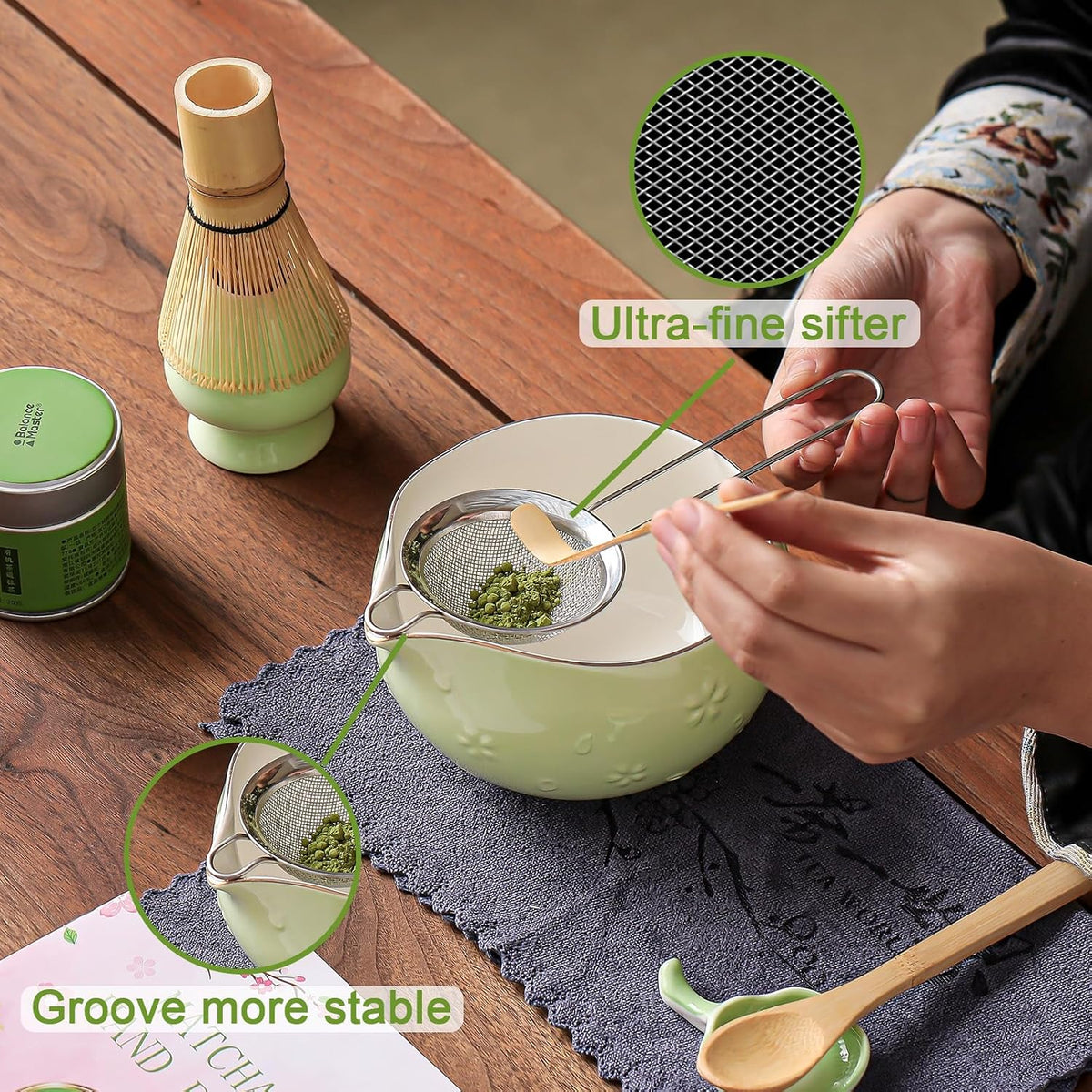 Matcha Whisk, Handcrafted Bamboo Whisk for Matcha Powder (Yellow)