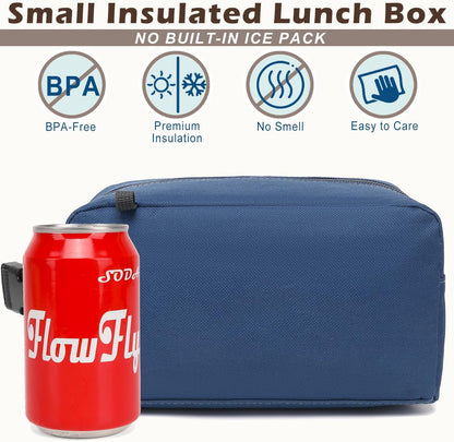 FlowFly Small Insulated Lunch box Portable Soft Bag Mini Cooler Thermal Meal Tote Kit with Handle for Work & School, Black