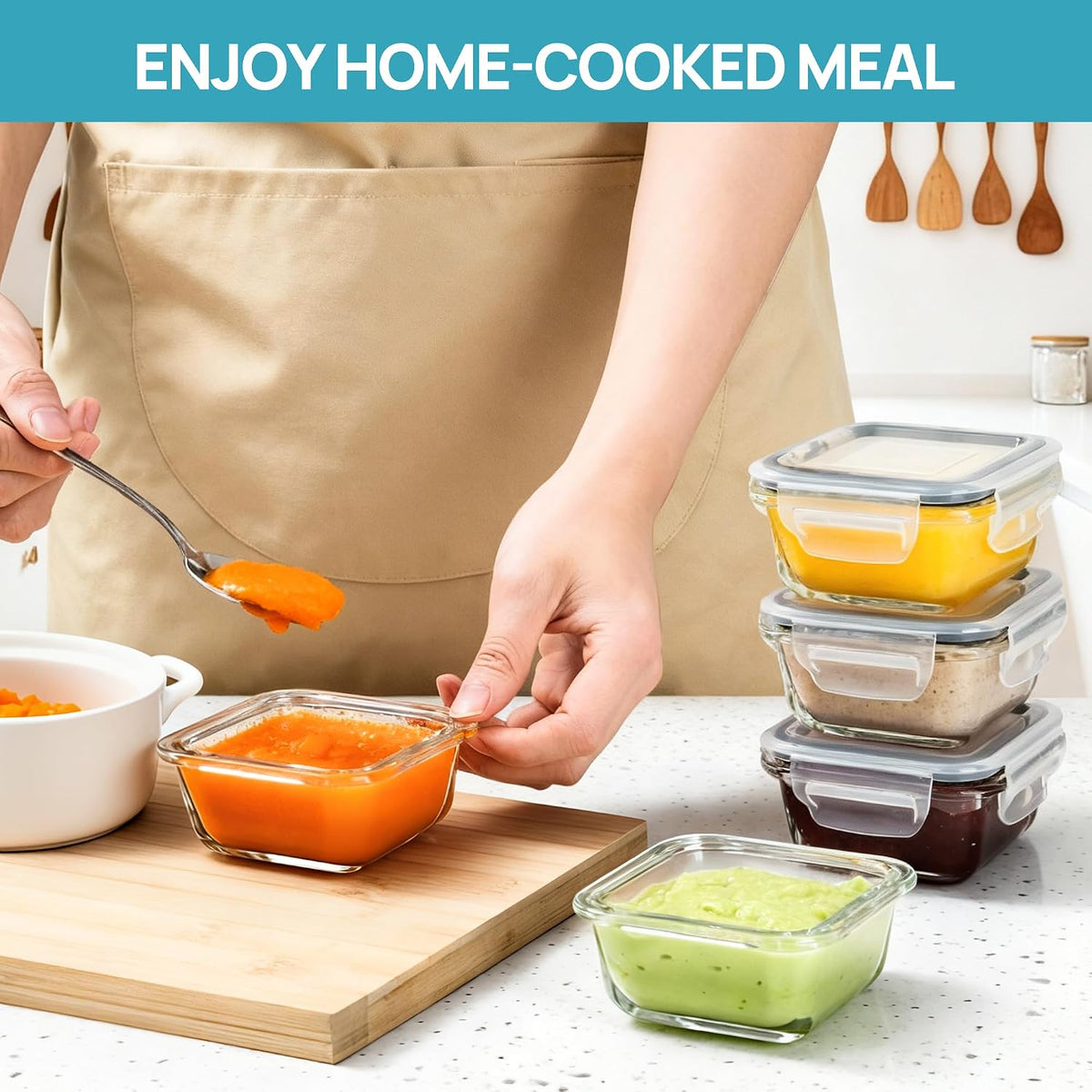 Vtopmart 10 Pack 35oz Glass Food Storage Containers with Lids, Meal Prep Containers, Airtight Reusable Lunch Container Set, Safe for Oven, Microwave, Freezer, and Dishwasher, Grey