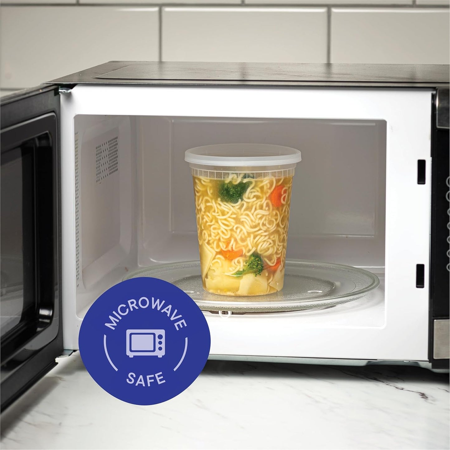 Stack Man 16 oz Deli Containers with Lids (48 Sets) – Pint Clear Plastic Food Storage Containers, Airtight Leak-Resistant Seal, BPA-Free, Microwave & Freezer Safe, Meal Prep Soup Takeout To-Go