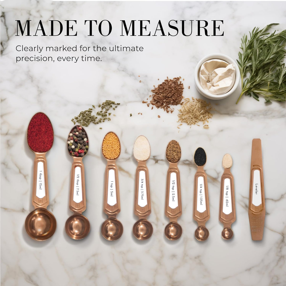 Styled Settings Stainless Steel Magnetic Measuring Spoons Set, 8-Piece