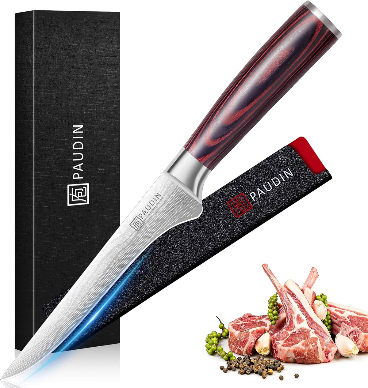 PAUDIN Cheese Knife, 5” Serrated Knife for Block Cheese,Sharp Tomato Knives