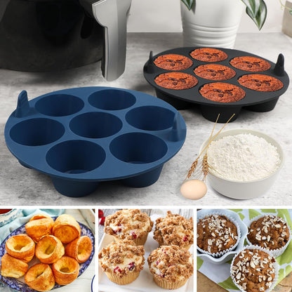 Webake Silicone Air Fryer Muffin Pan for Baking Egg Bites Silicone Mold, Nonstick 1.8 Inch Mini Muffin Tin BPA Free Set of 2