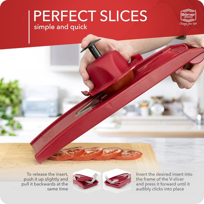 BORNER V Mandoline Slicer Kitchen V1 ClassicLine Starter Set | Vegetable Grater Börner - Quality Made in Germany, Color:White