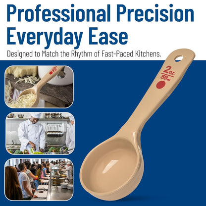 Carlisle FoodService Products Measure Miser Solid Spoon Measuring Spoon with Short Handle for Kitchens, Plastic, 4 Ounces, Beige