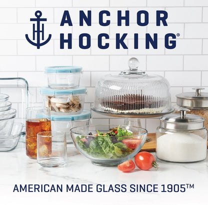Anchor Hocking Batter Bowl, 2 Quart Glass Mixing Bowl with Red Lid