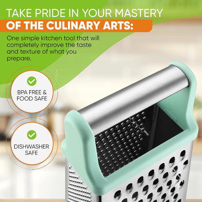 Spring Chef Stainless Steel XL Cheese Grater for Kitchen, Green