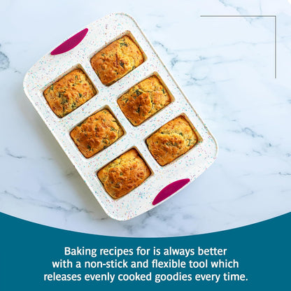 Trudeau Structure White Confetti 6-Cup Jumbo Muffin Pan – Premium Steel-Reinforced Silicone Bakeware, Nonstick BPA-Free Cupcake & Muffin Mold – Oven, Freezer & Dishwasher Safe