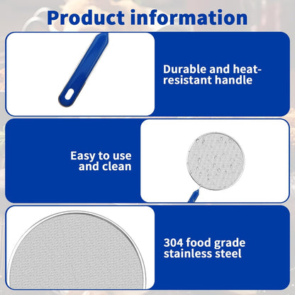 Splatter Screen for Frying Pan - 8.3’’ Stainless Steel Grease Splatter Guard with Grip Handle- Ultra Fine Mesh Cover Oil Splash when Sizzling Bacon, Cooking Fried Chicken or Popcorn