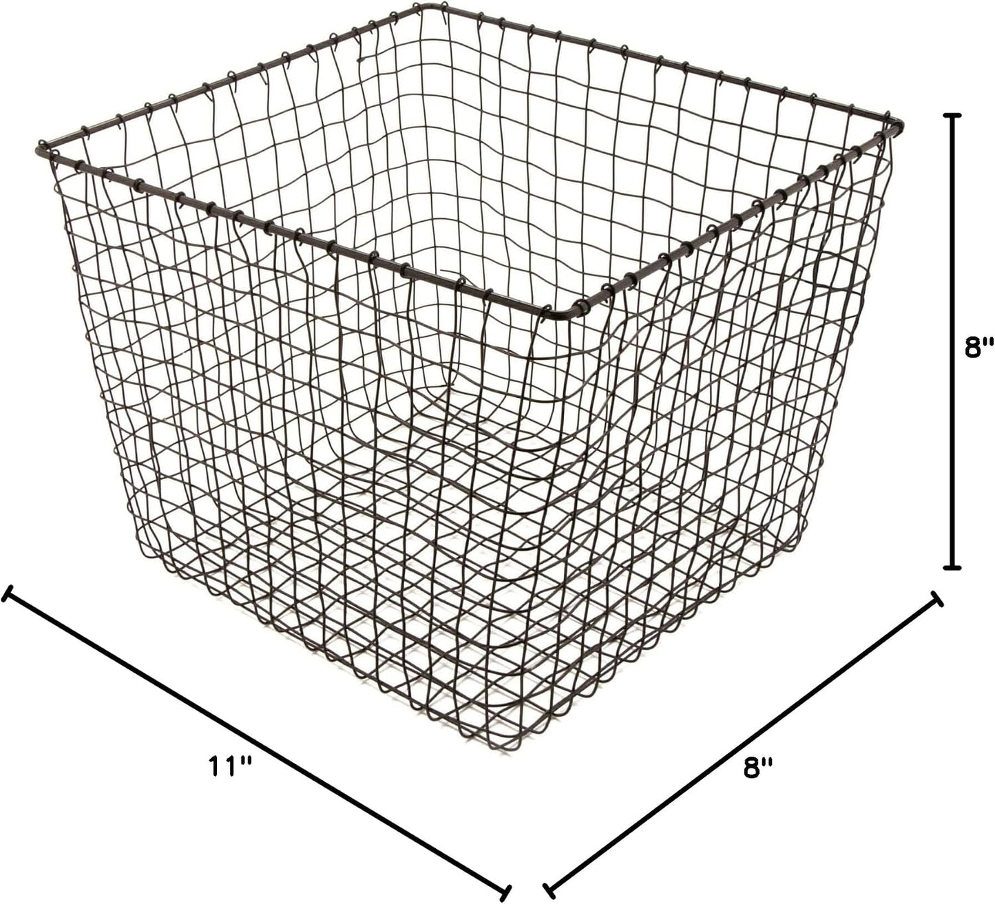 G.E.T. WB-315-MG Heavy Duty Iron Wire Utility Storage Basket/Bin with Handles, 11" x 8" x 8"